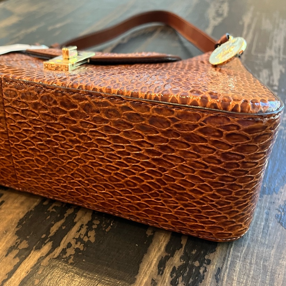 Brahmin Esme Nutmeg Janeway Snakeskin Embossed Shoulder Bag - Picture 5 of 16